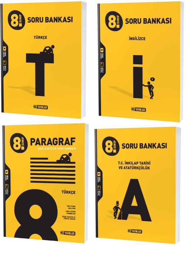 Hız Lgs 2024 8. Sınıf Türkçe İnkılap Tarihi Paragraf İngilizce Soru Seti 4 Kitap - Hız Yayınları - Image 1