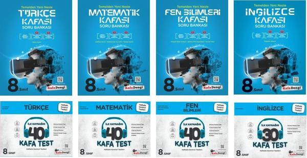 Kafadengi 2024 8. Sınıf Lgs Matematik + Türkçe + Fen + İngilizce Kafa Soru + Test Seti 8 Kitap - Kafa Dengi - Image 1