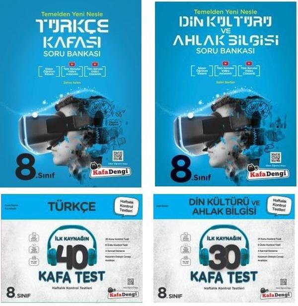 Kafadengi 2024 8. Sınıf Lgs Türkçe + Din Kültürü Kafa Soru + Test Seti 4 Kitap - Kafa Dengi - Image 1