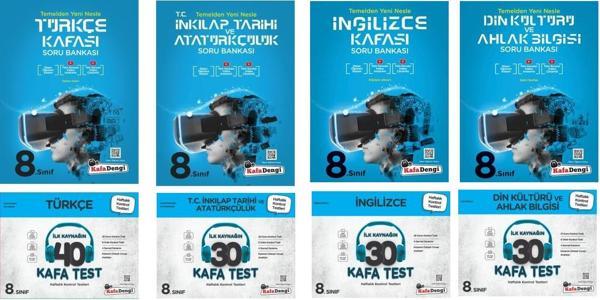 Kafadengi 2024 8. Sınıf Lgs Türkçe + İngilizce + İnkılap + Din Kafa Soru + Test Seti 8 Kitap - Kafa Dengi - Image 1