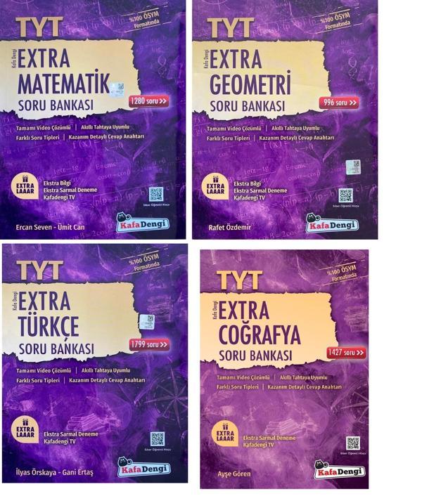 Kafadengi 2024 Tyt Matematik + Geometri + Türkçe + Coğrafya Extra Soru Seti 4 Kitap - Kafa Dengi - Image 1