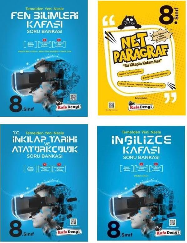 Kafadengi 2024 8. Sınıf Lgs Fen + Paragraf + İngilizce + İnkılap Kafası Soru Seti 4 Kitap - Kafa Dengi - Image 1
