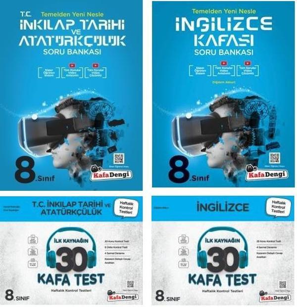 Kafadengi 2024 8. Sınıf Lgs İngilizce + İnkılap Tarihi Kafa Soru + Test Seti 4 Kitap - Kafa Dengi - Image 1