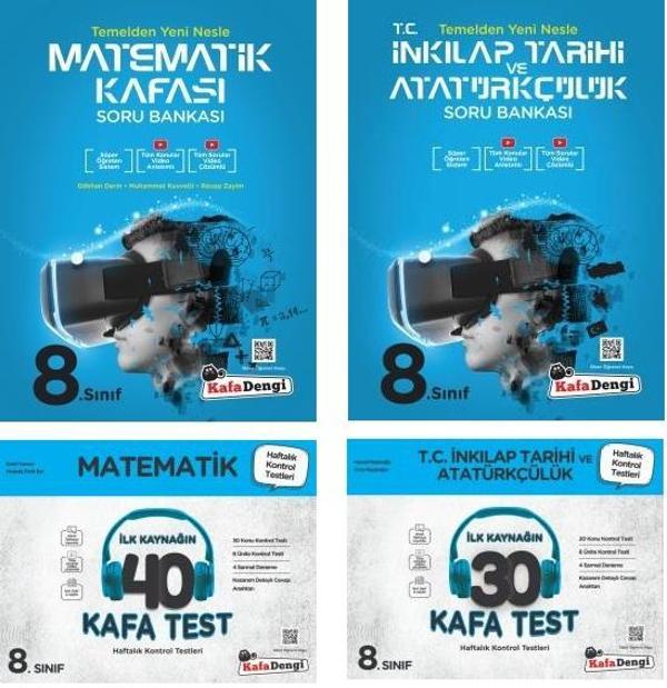 Kafadengi 2024 8. Sınıf Lgs Matematik + İnkılap Tarihi Kafa Soru + Test Seti 4 Kitap - Kafa Dengi - Image 1