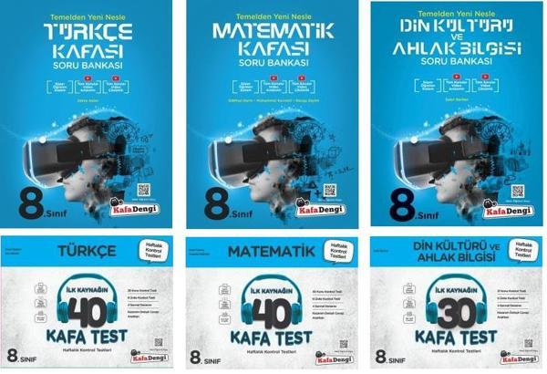 Kafadengi 2024 8. Sınıf Lgs Matematik + Türkçe + Din Kafa Soru + Test Seti 6 Kitap - Kafa Dengi - Image 1