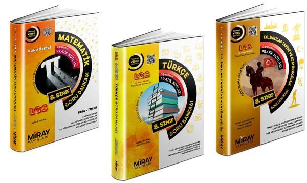 Miray 2024 8. Sınıf Lgs Matematik + Türkçe + İnkılap Soru Seti 3 Kitap - Miray Yayınları - Image 1