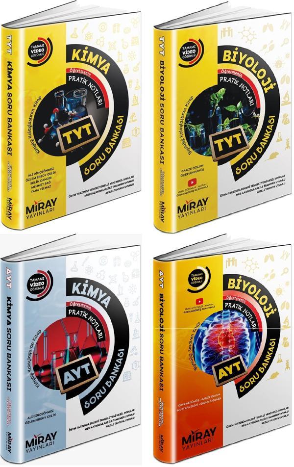 Miray 2024 Tyt Ayt Biyoloji + Kimya Soru Bankası Seti 4 Kitap - Miray Yayınları - Image 1