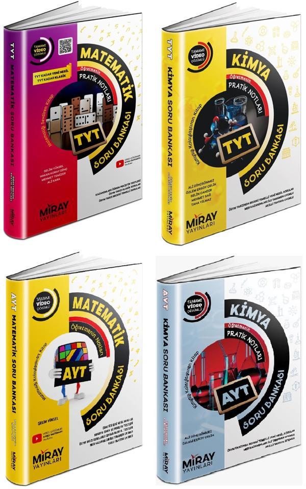 Miray 2024 Tyt Ayt Matematik + Kimya Soru Bankası Seti 4 Kitap - Miray Yayınları - Image 1