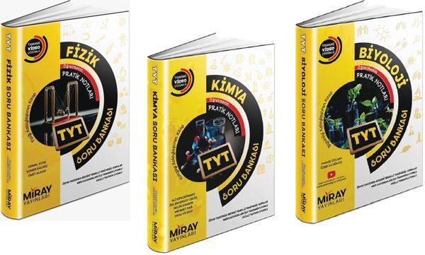 Miray 2024 Tyt Fizik + Kimya + Biyoloji Soru Bankası Seti 3 Kitap - Miray Yayınları - Image 1