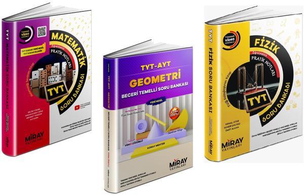 Miray 2024 Tyt Matematik + Geometri + Fizik Soru Bankası Seti 3 Kitap - Miray Yayınları - Image 1
