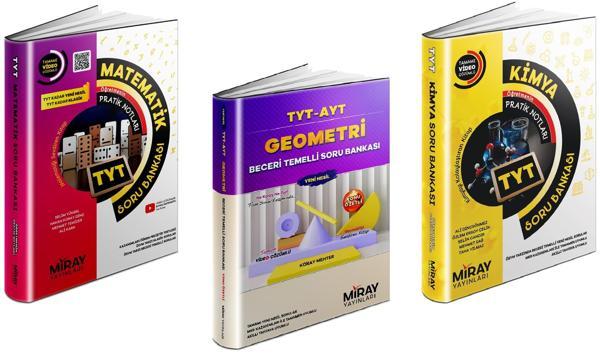 Miray 2024 Tyt Matematik + Geometri + Kimya Soru Bankası Seti 3 Kitap - Miray Yayınları - Image 1