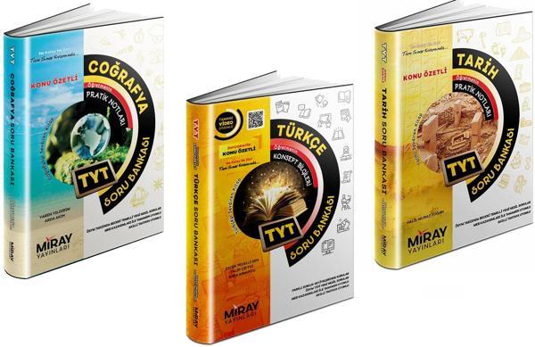 Miray 2024 Tyt Türkçe + Tarih + Coğrafya Soru Bankası Seti 3 Kitap - Miray Yayınları - Image 1