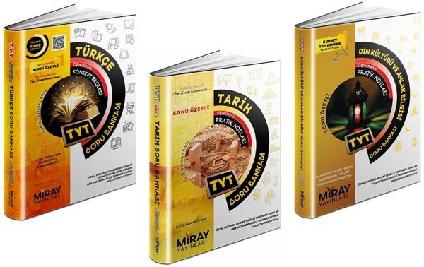 Miray 2024 Tyt Türkçe + Tarih + Din Soru Bankası Seti 3 Kitap - Miray Yayınları - Image 1