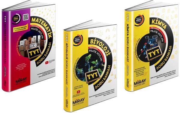 Miray 2024 Tyt Matematik + Kimya + Biyoloji Soru Bankası Seti 3 Kitap - Miray Yayınları - Image 1