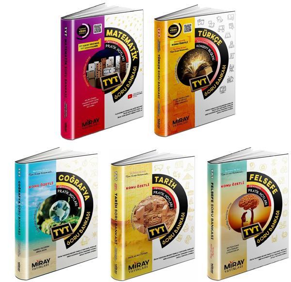 Miray 2024 Tyt Matematik + Türkçe + Tarih + Coğrafya + Felsefe Soru Seti 5 Kitap - Miray Yayınları - Image 1
