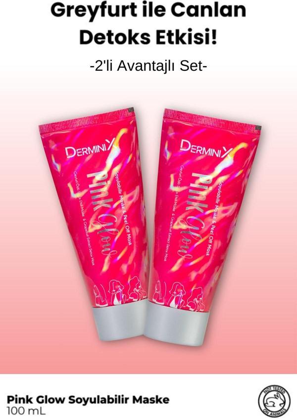 Derminix 2'li Set Pink Glow Greyfurt Özlü Detoks Etkili Soyulabilir Maske - Image 1