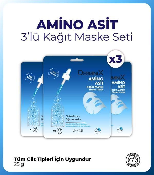 Derminix Amino Asit 3'lü Kağıt Maske Set - Image 1