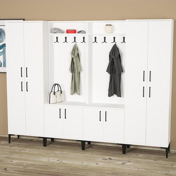Kalender Dekor Rose - 1 - 1 - 4 - 4 Portmanto Vestiyer Ayakkabılık Beyaz - Image 1