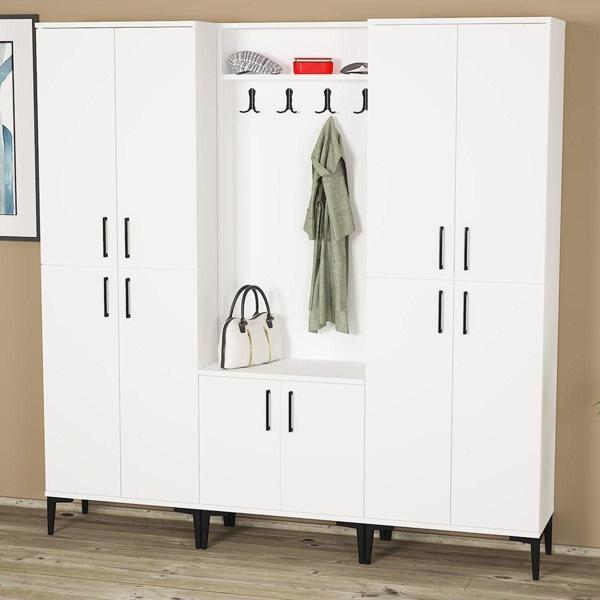 Kalender Dekor Rose - 1 - 4 - 4 Portmanto Vestiyer Ayakkabılık Beyaz - Image 1