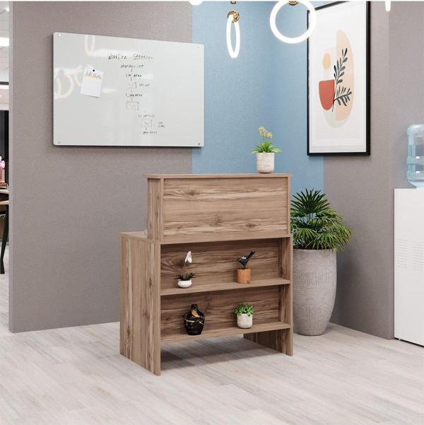 Kalender Dekor Venüs 110 Cm Çekmeceli Banko, Karşılama Bankosu, Kasa Bankosu, Sekreter Masası Kobe - Image 1