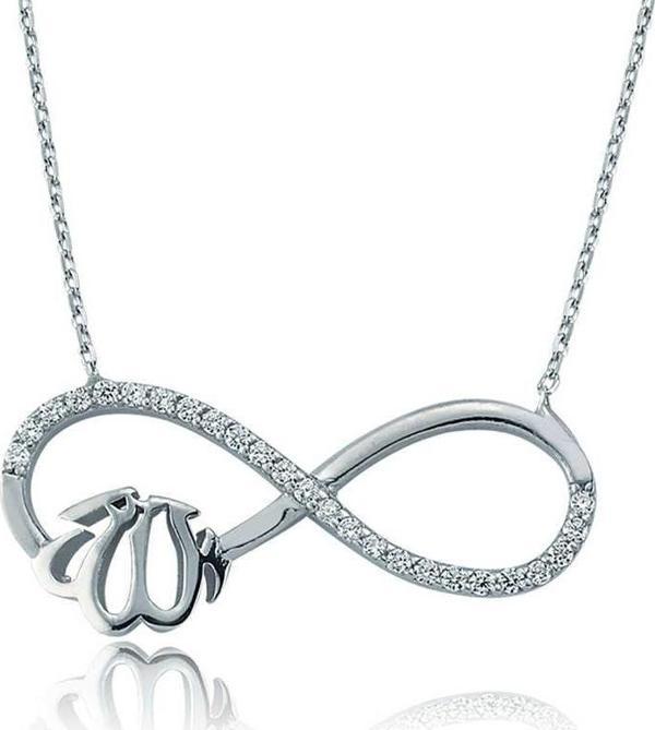 Gümüş Allah Yazılı Sonsuzluk Bayan Kolye - Image 1