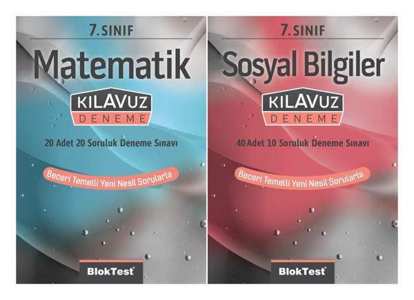Bloktest 7. Sınıf Matematik + Sosyal Bilgiler Kılavuz Deneme Seti 2 Kitap 2023 - Bloktest Yayınları - Image 1