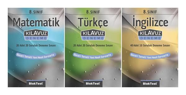 Bloktest 8. Sınıf Matematik + Türkçe + İngilizce Kılavuz Deneme Seti 3 Kitap 2023 - Bloktest Yayınları - Image 1
