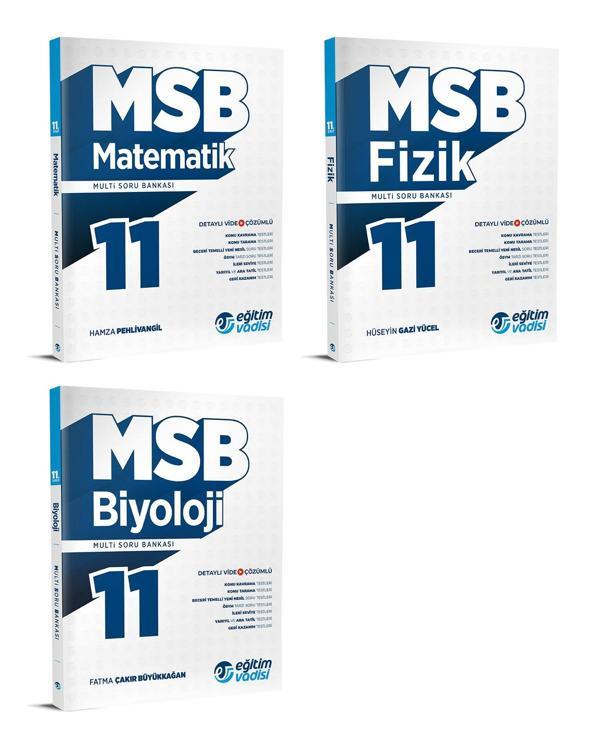 Eğitim Vadisi 2024 11. Sınıf Matematik + Fizik + Biyoloji Soru Bankası Seti 3 Kitap - Eğitim Vadisi - Image 1