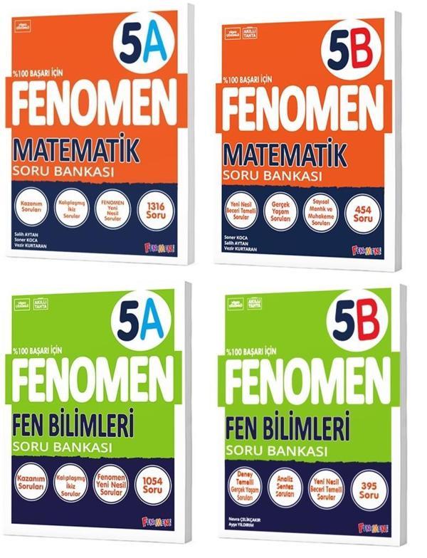 Fenomen Okul 2024 5. Sınıf Matematik + Fen Bilimleri A + B Soru Bankası Seti 4 Kitap - Image 1