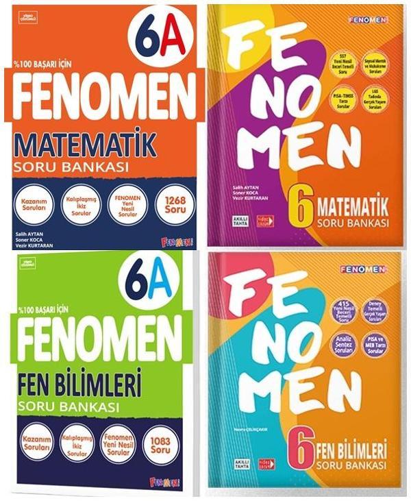 Fenomen Okul 2024 6. Sınıf Matematik + Fen Bilimleri A + B Soru Seti 4 Kitap - Image 1