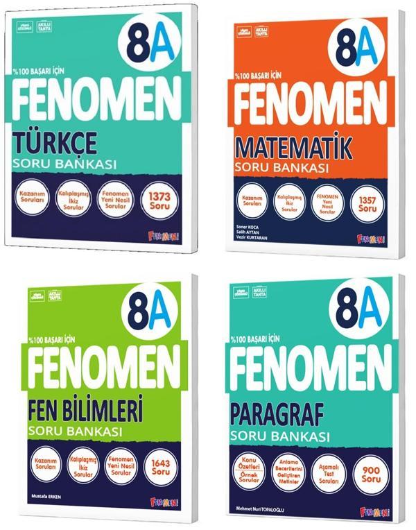 Fenomen Okul 2024 8. Sınıf Lgs Türkçe + Matematik + Fen + Paragraf A Soru Bankası Seti 4 Kitap - Image 1