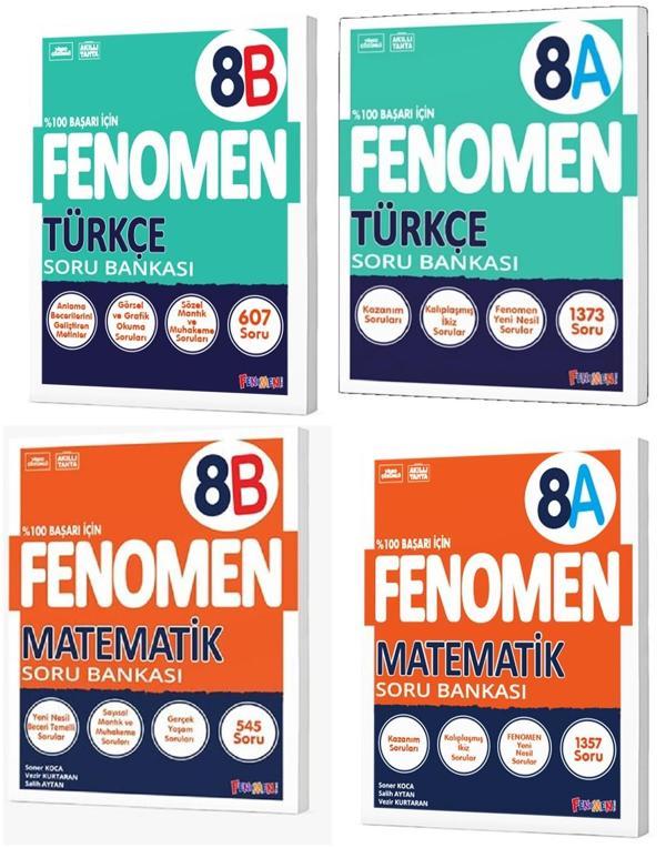 Fenomen Okul 2024 8. Sınıf Lgs Türkçe + Matematik A + B Soru Bankası Seti 4 Kitap - Image 1