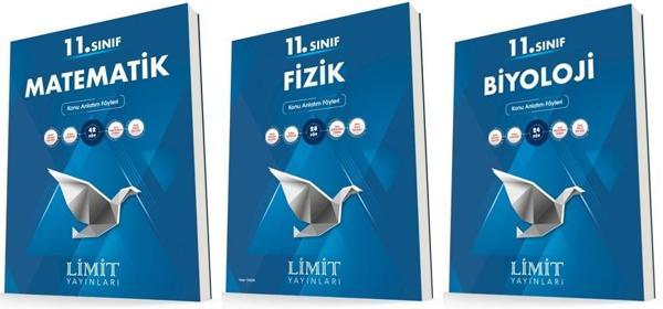 Limit 11. Sınıf Matematik + Fizik + Biyoloji Konu Föyleri Seti 3 Kitap 2023 - Limit Yayınları - Image 1
