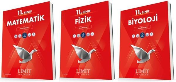 Limit 11. Sınıf Matematik + Fizik + Biyoloji Soru Bankası Seti 3 Kitap 2023 - Limit Yayınları - Image 1