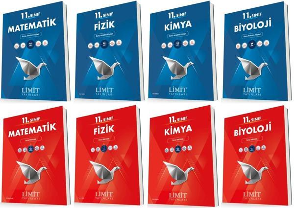 Limit 11. Sınıf Matematik + Fizik + Kimya + Biyoloji Konu + Soru Seti 8 Kitap 2023 - Limit Yayınları - Image 1