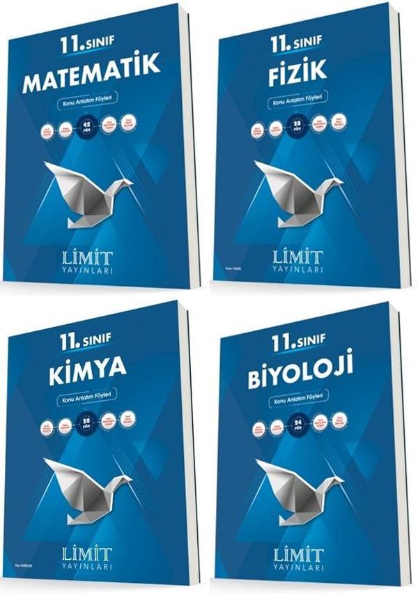 Limit 11. Sınıf Matematik + Fizik + Kimya + Biyoloji Konu Föyleri Seti 4 Kitap 2023 - Limit Yayınları - Image 1