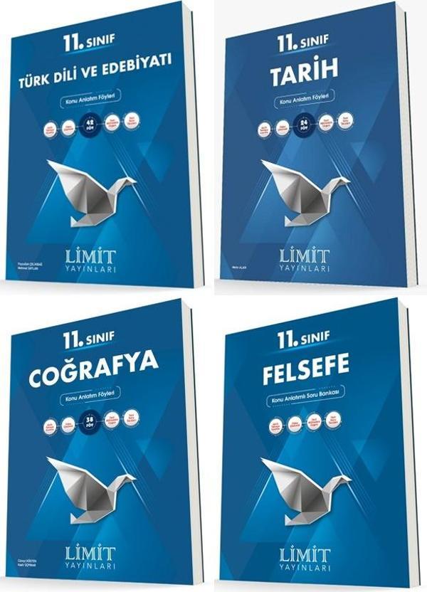 Limit 11. Sınıf Edebiyat + Tarih + Coğrafya + Felsefe Konu Föyleri Seti 4 Kitap 2023 - Limit Yayınları - Image 1