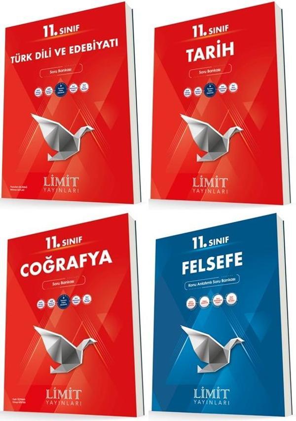Limit 11. Sınıf Edebiyat + Tarih + Coğrafya + Felsefe Soru Bankası Seti 4 Kitap 2023 - Limit Yayınları - Image 1