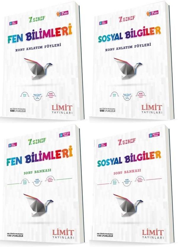 Limit 7. Sınıf Fen Bilimleri + Sosyal Bilgiler Konu Föyleri + Soru Seti 4 Kitap 2023 - Limit Yayınları - Image 1
