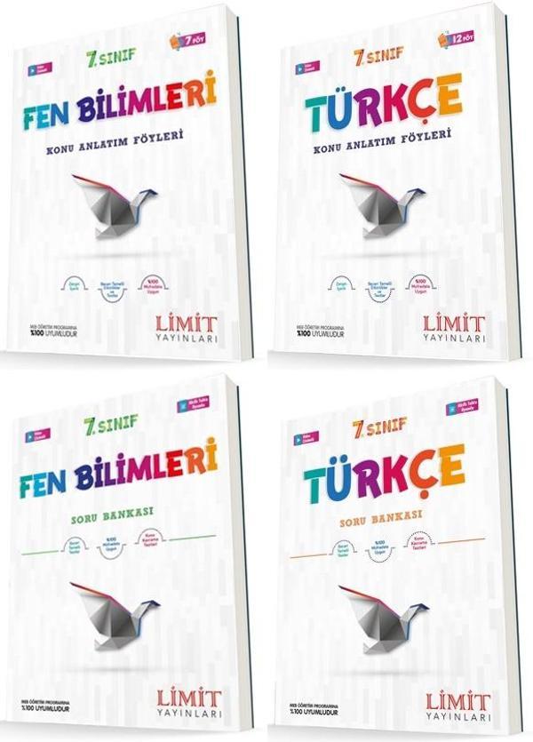 Limit 7. Sınıf Fen Bilimleri + Türkçe Konu Föyleri + Soru Seti 4 Kitap 2023 - Limit Yayınları - Image 1