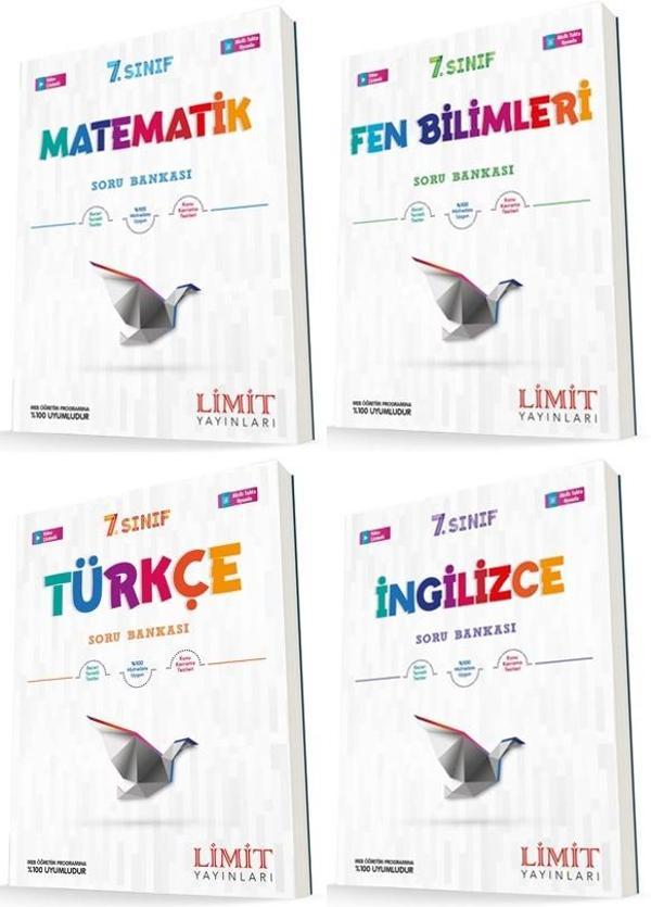 Limit 7. Sınıf Matematik + Fen + Türkçe + İngilizce Soru Seti 4 Kitap 2023 - Limit Yayınları - Image 1