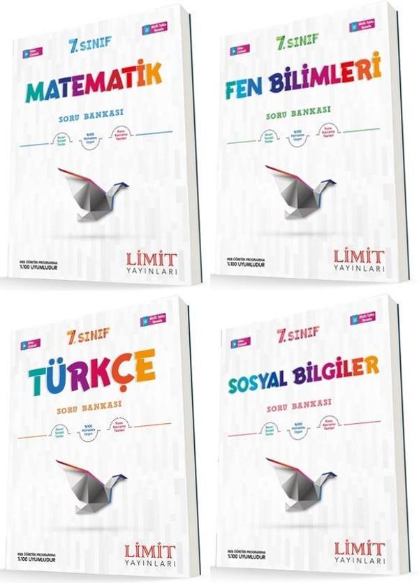 Limit 7. Sınıf Matematik + Fen + Türkçe + Sosyal Soru Seti 4 Kitap 2023 - Limit Yayınları - Image 1