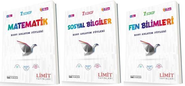 Limit 7. Sınıf Matematik + Sosyal + Fen Konu Föyleri Seti 3 Kitap 2023 - Limit Yayınları - Image 1