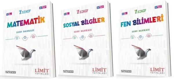 Limit 7. Sınıf Matematik + Sosyal + Fen Soru Bankası Seti 3 Kitap 2023 - Limit Yayınları - Image 1