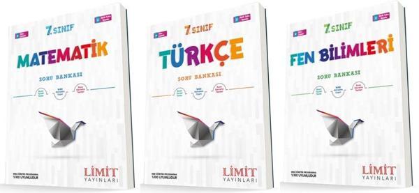 Limit 7. Sınıf Matematik + Türkçe + Fen Soru Bankası Seti 3 Kitap 2023 - Limit Yayınları - Image 1