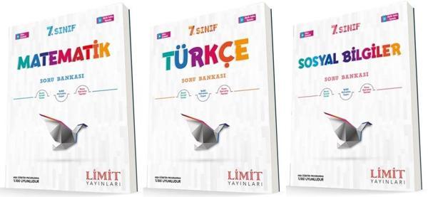 Limit 7. Sınıf Matematik + Türkçe + Sosyal Soru Bankası Seti 3 Kitap 2023 - Limit Yayınları - Image 1