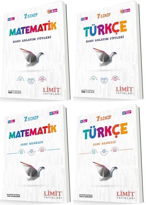 Limit 7. Sınıf Matematik + Türkçe Konu Föyleri + Soru Seti 4 Kitap 2023 - Limit Yayınları - Image 1