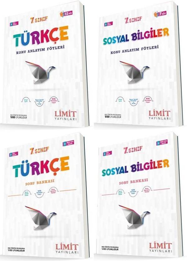 Limit 7. Sınıf Türkçe + Sosyal Bilgiler Konu Föyleri + Soru Seti 4 Kitap 2023 - Limit Yayınları - Image 1
