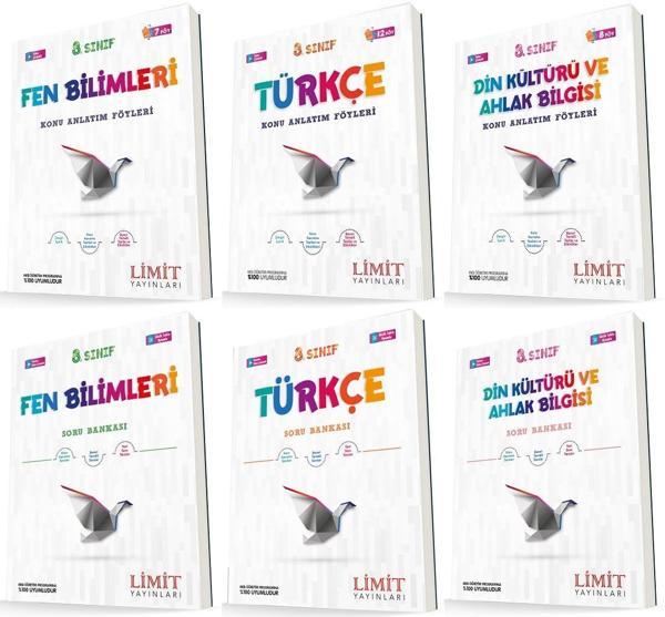 Limit 8. Sınıf Fen + Türkçe + Din Konu Föyleri + Soru Seti 6 Kitap 2023 - Limit Yayınları - Image 1