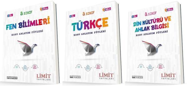Limit 8. Sınıf Fen + Türkçe + Din Konu Föyleri Seti 3 Kitap 2023 - Limit Yayınları - Image 1
